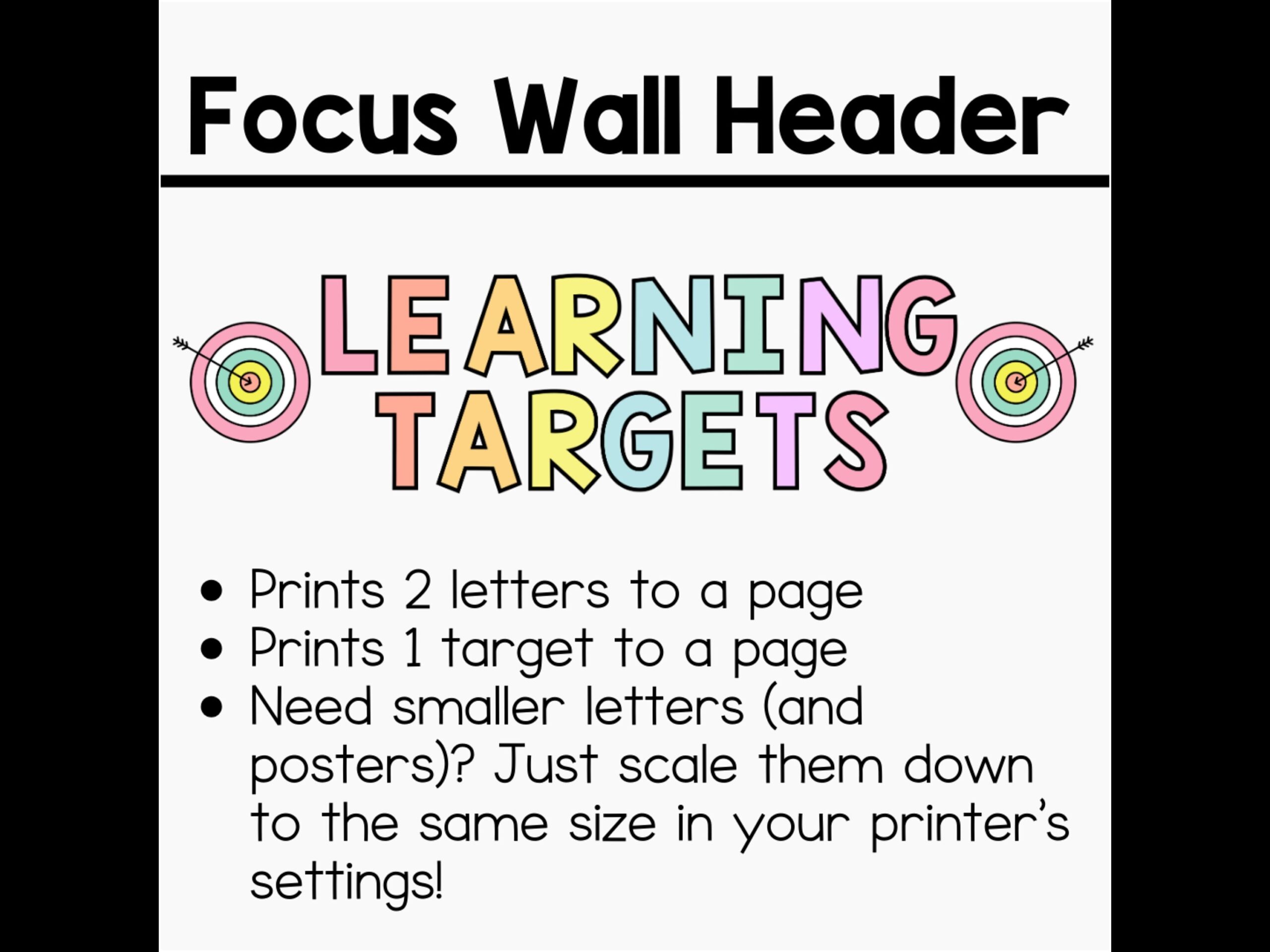 Learning Targets Printable Sign Learning Targets Printable Sign