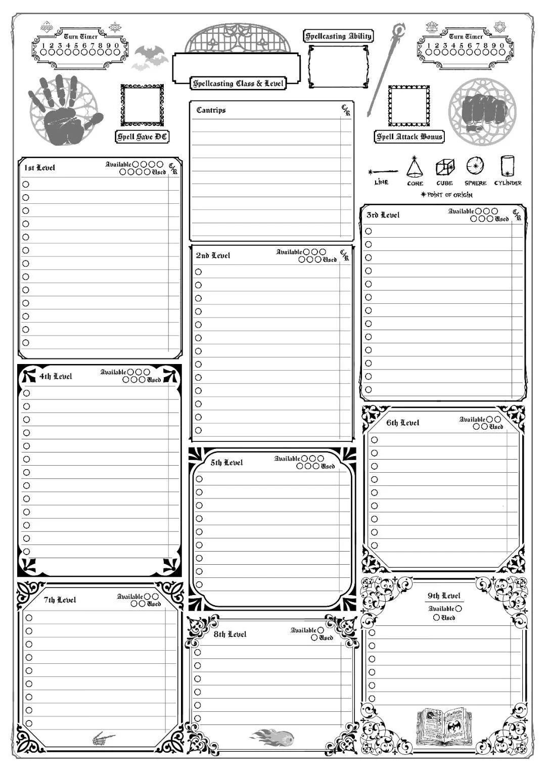 D&D 5e Character Spell Sheet Printable