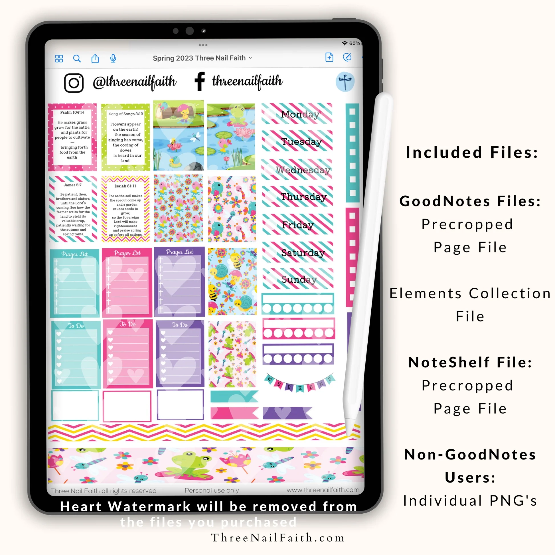 Spring Digital Planner Sticker Kit 2023 Three Nail Faith Spring Digital Planner Sticker Kit 2023 Three Nail Faith