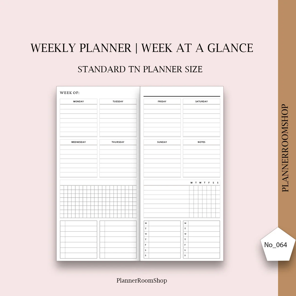 Standard TN Weekly Planner Printable Tn Inserts Minimal Design Etsy
