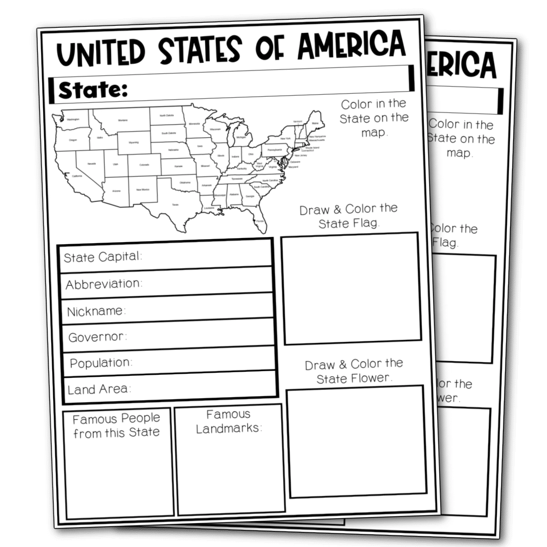 State Facts Worksheet