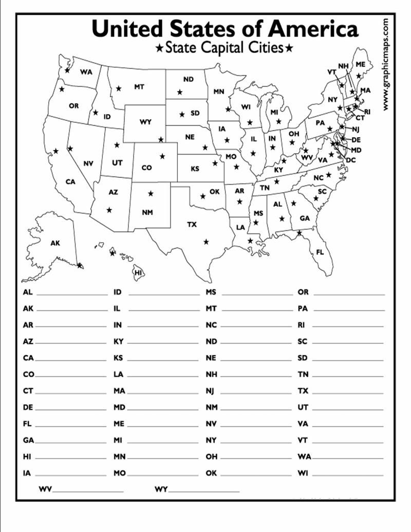 50 State Capital Quiz Printable 50 State Capital Quiz Printable
