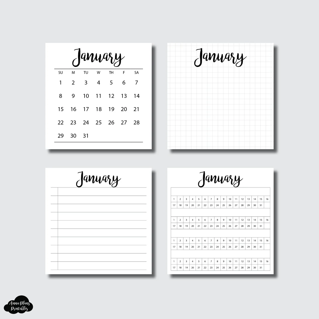 Sticky Note Template 2023 CLASSIC Monthly GRID LIST TRACKER Pri AnniePlansPrintables LLC