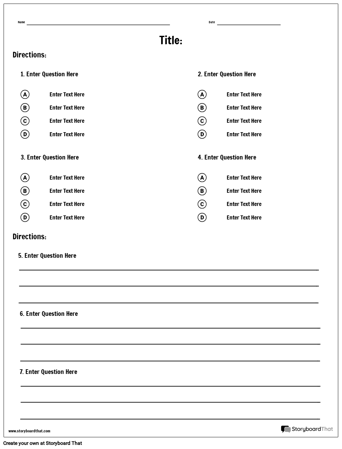 Open Book Quiz Template Printable