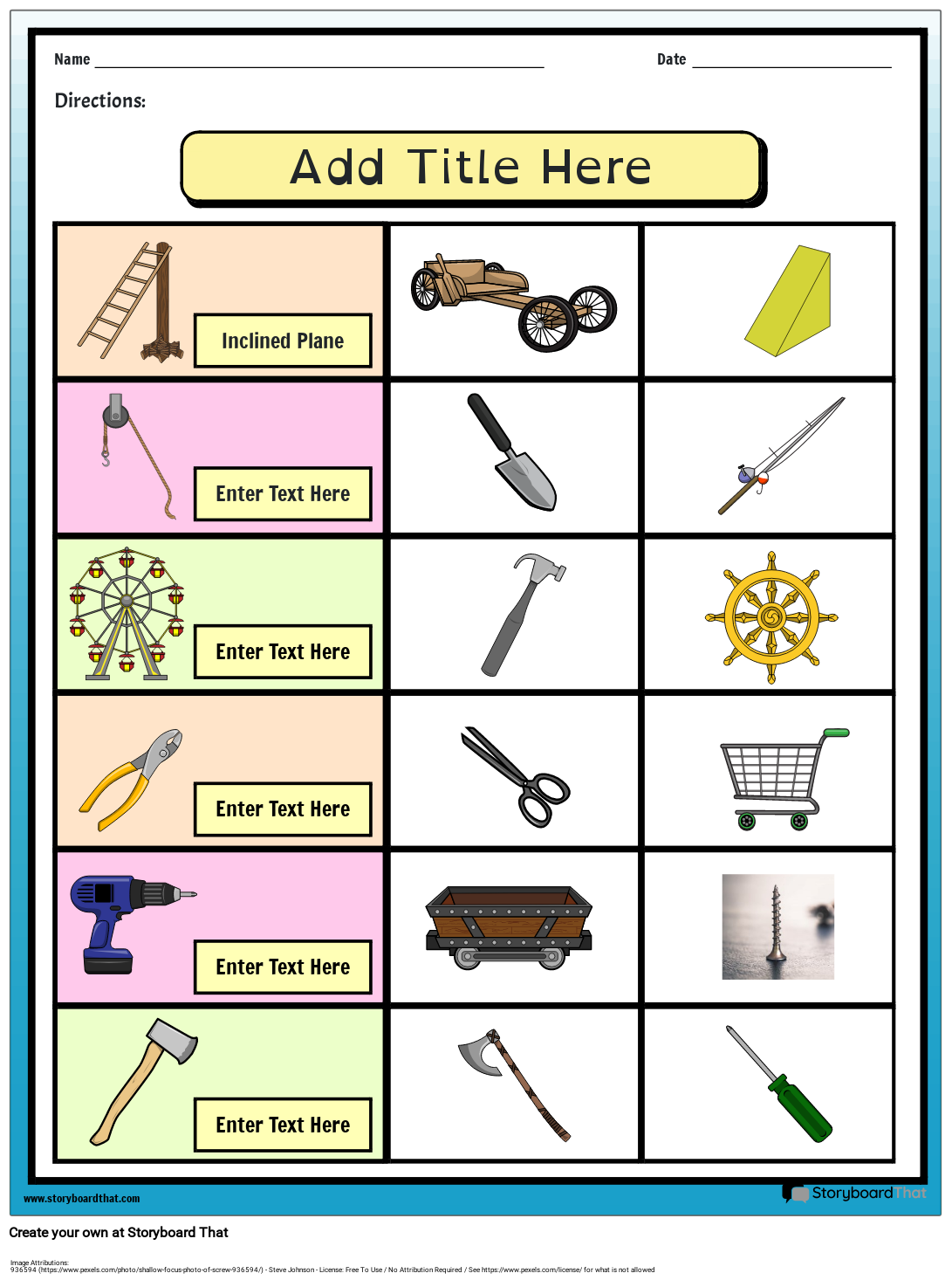 Storyboard That Free Simple Machines Worksheets Storyboard That Free Simple Machines Worksheets