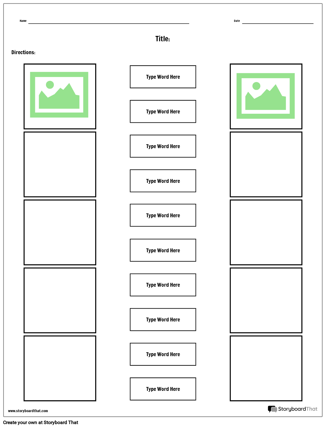 Storyboard That Matching Worksheet Templates For Educators