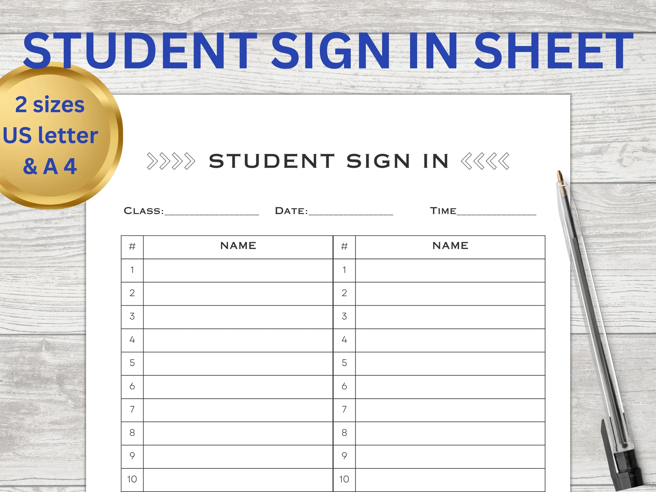 Student Sign In Sheet Student Sign In Log Attendance Log Attendance Tracker Teacher Printable Class Sign In Sheet Sign In Sheet Etsy