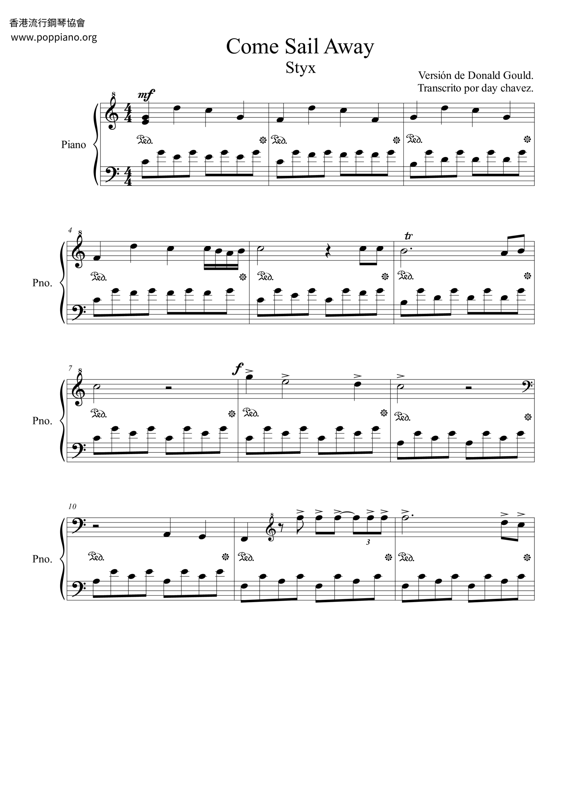 Styx Come Sail Away Sheet Music Pdf Free Score Download Styx Come Sail Away Sheet Music Pdf Free Score Download
