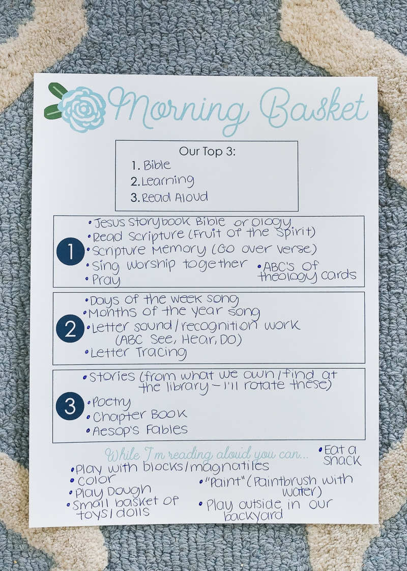 Summer Morning Basket FREE Printable Planning Sheet Summer Morning Basket FREE Printable Planning Sheet