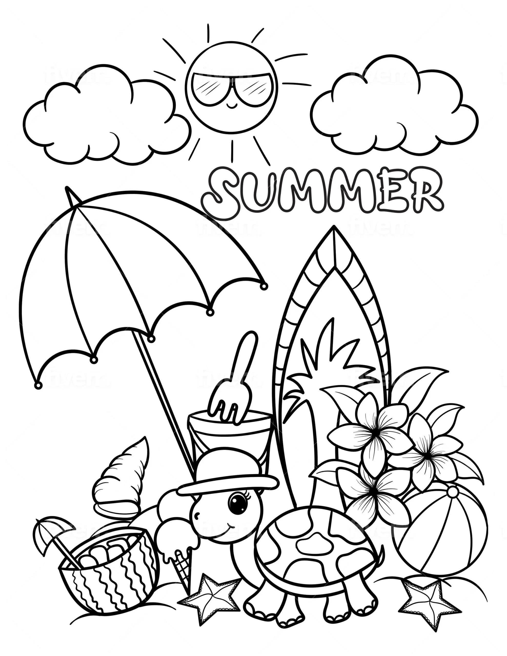 Summer Color Sheet Printable