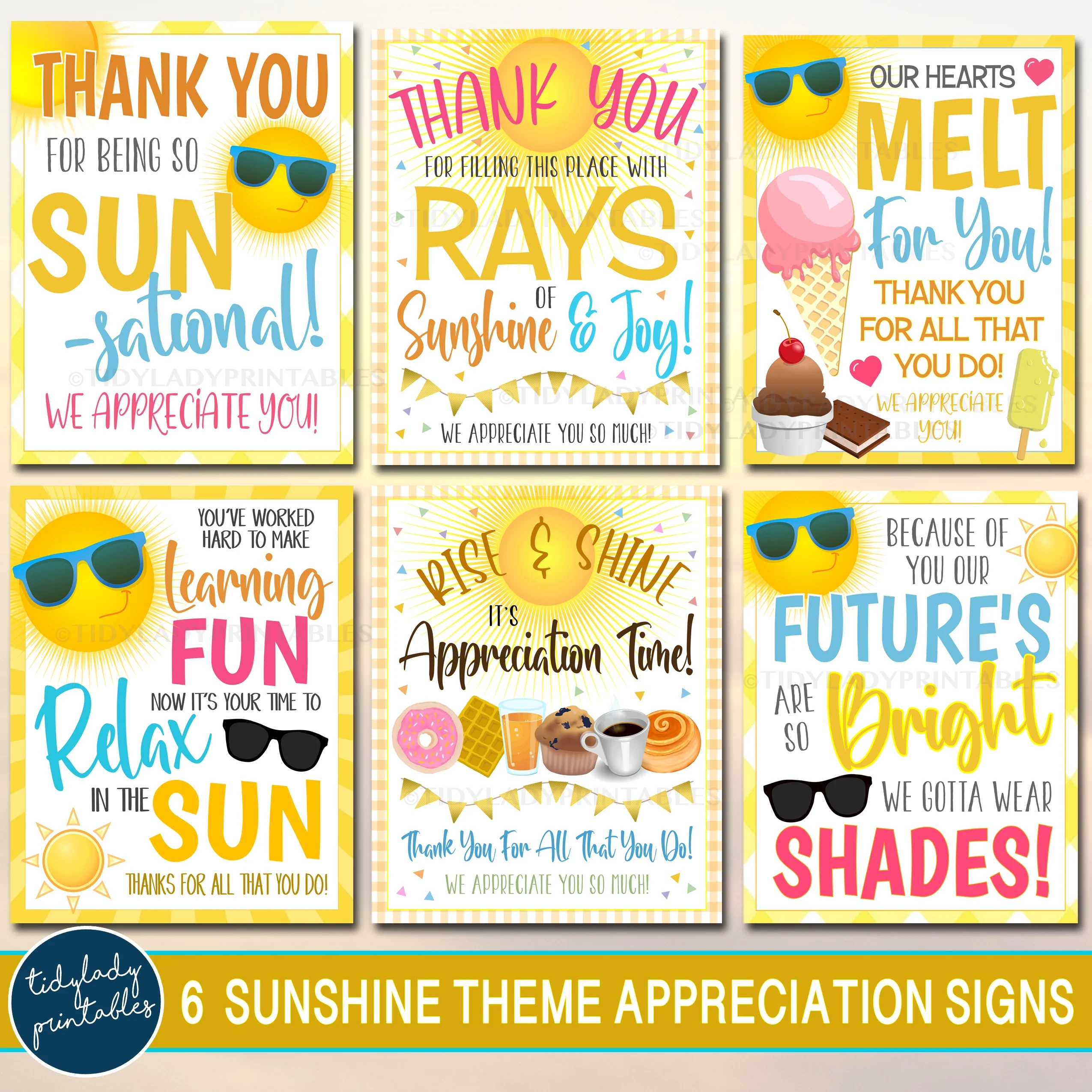 Sunshine Theme Teacher Appreciation Week Printable Party Signs TidyLady Printables
