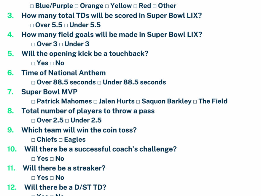 Super Bowl Prop Sheet The Best Printable Super Bowl Party Prop Sheet For 2025