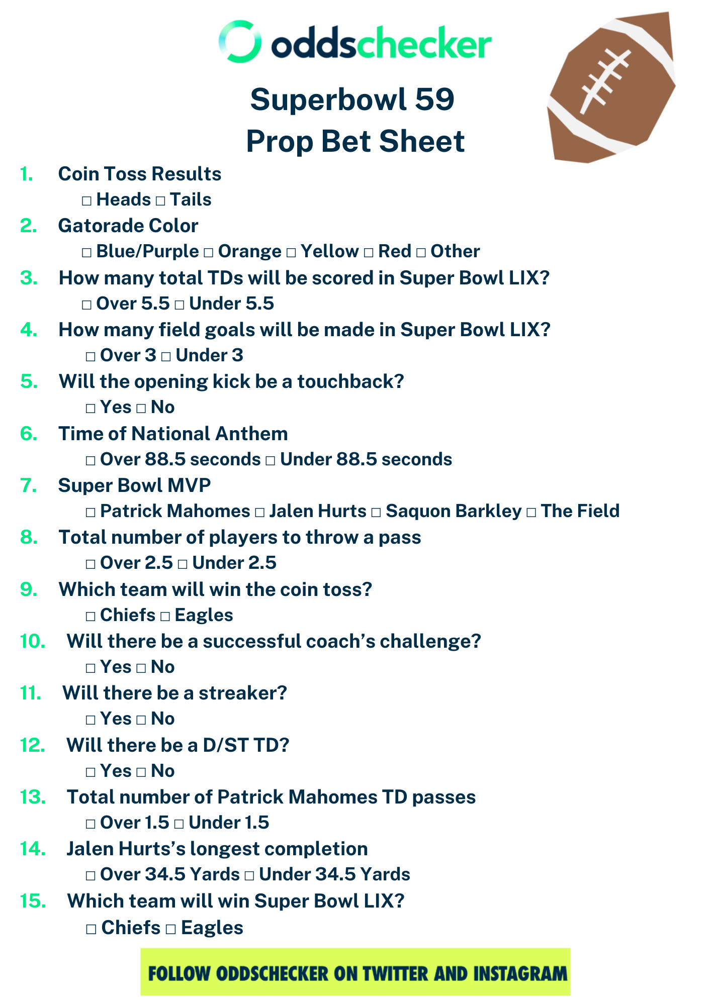 Super Bowl Prop Sheet The Best Printable Super Bowl Party Prop Sheet For 2025