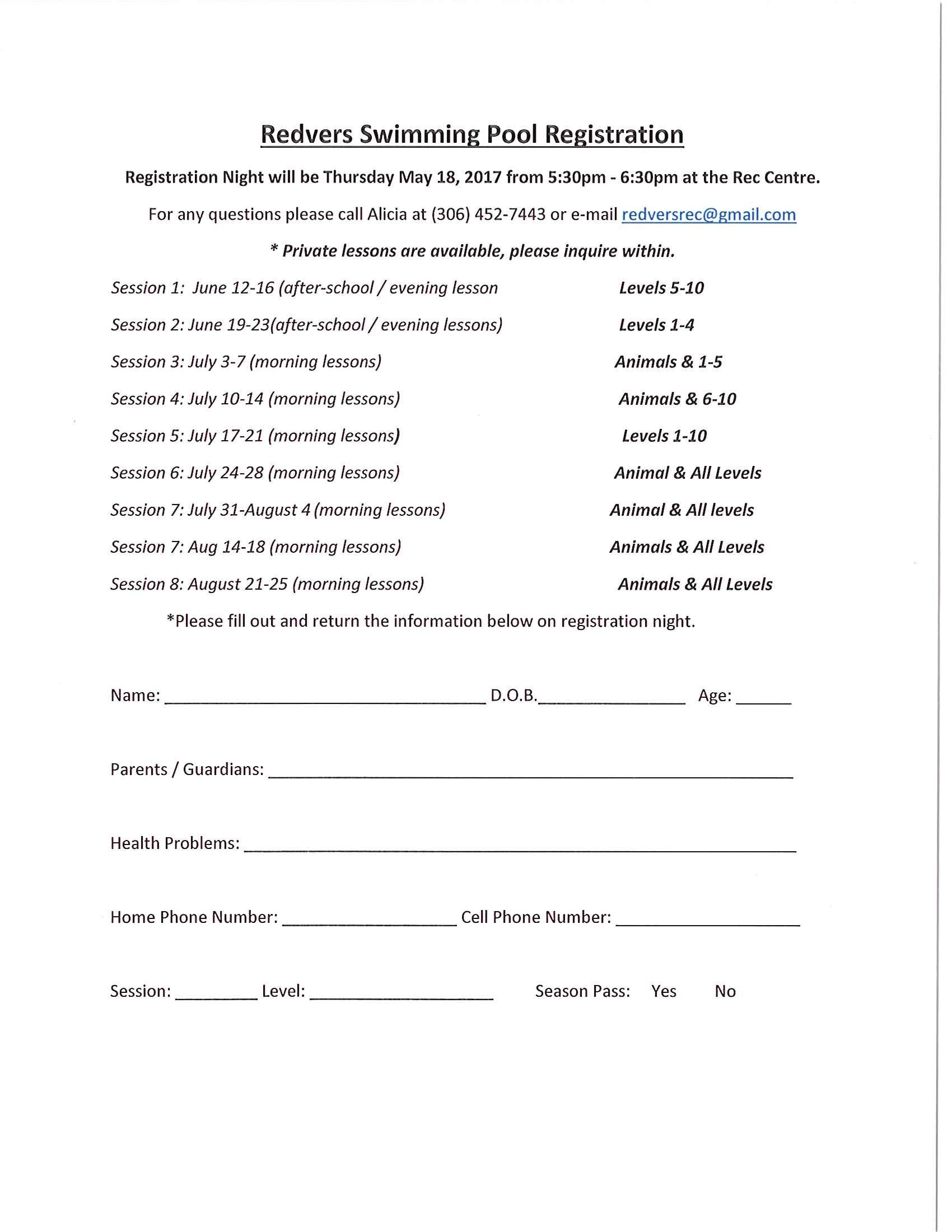 Swimming Lesson Registration Redvers Saskatchewan Swimming Lesson Registration Redvers Saskatchewan