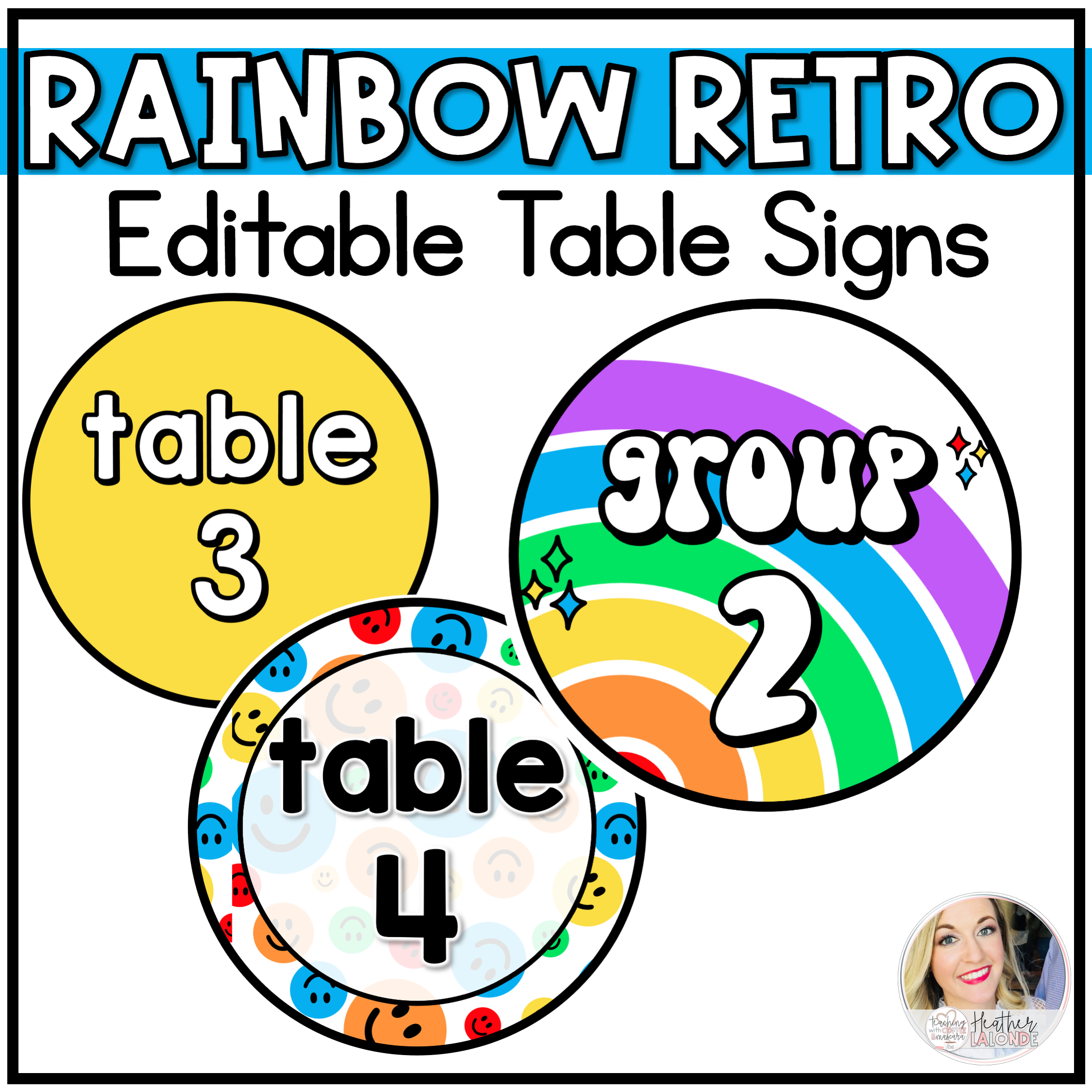 Table Numbers And Group Numbers Retro Rainbow Groovy Retro Classroom Decor Editable Table Signs Made By Teachers