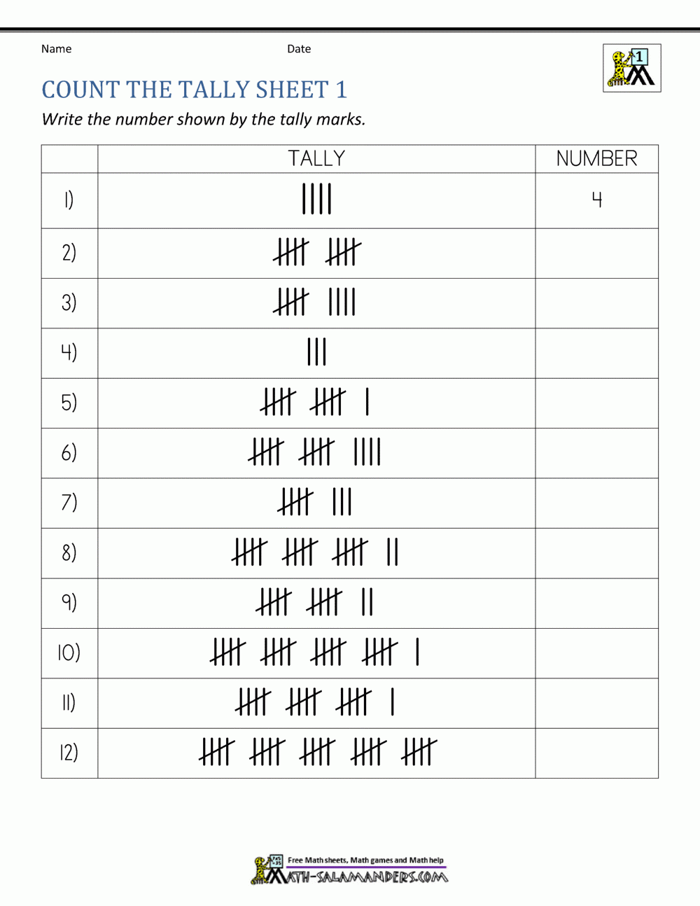 Printable Tally Chart For Kids