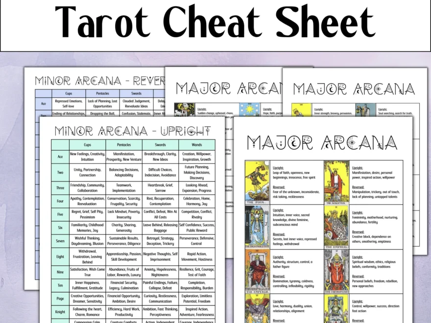 Tarot Cheat Sheet Printable Tarot Meanings Tarot Study Cards Tarot Cheat Sheet Printable Etsy