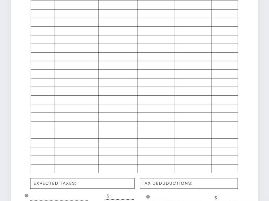 Tax Payments Tracker Deductions Expense Log Etsy
