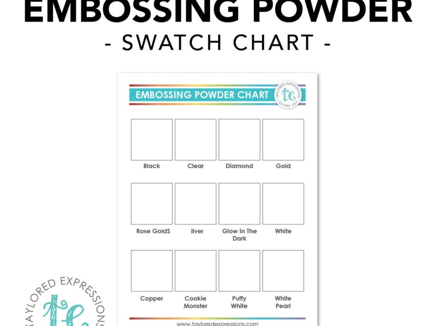 TE Embossing Powder Swatch Chart Digital Download