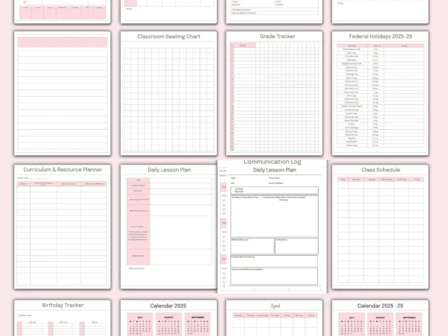 Teacher Planner Template 2025 2026 Free PDF CalendarKart