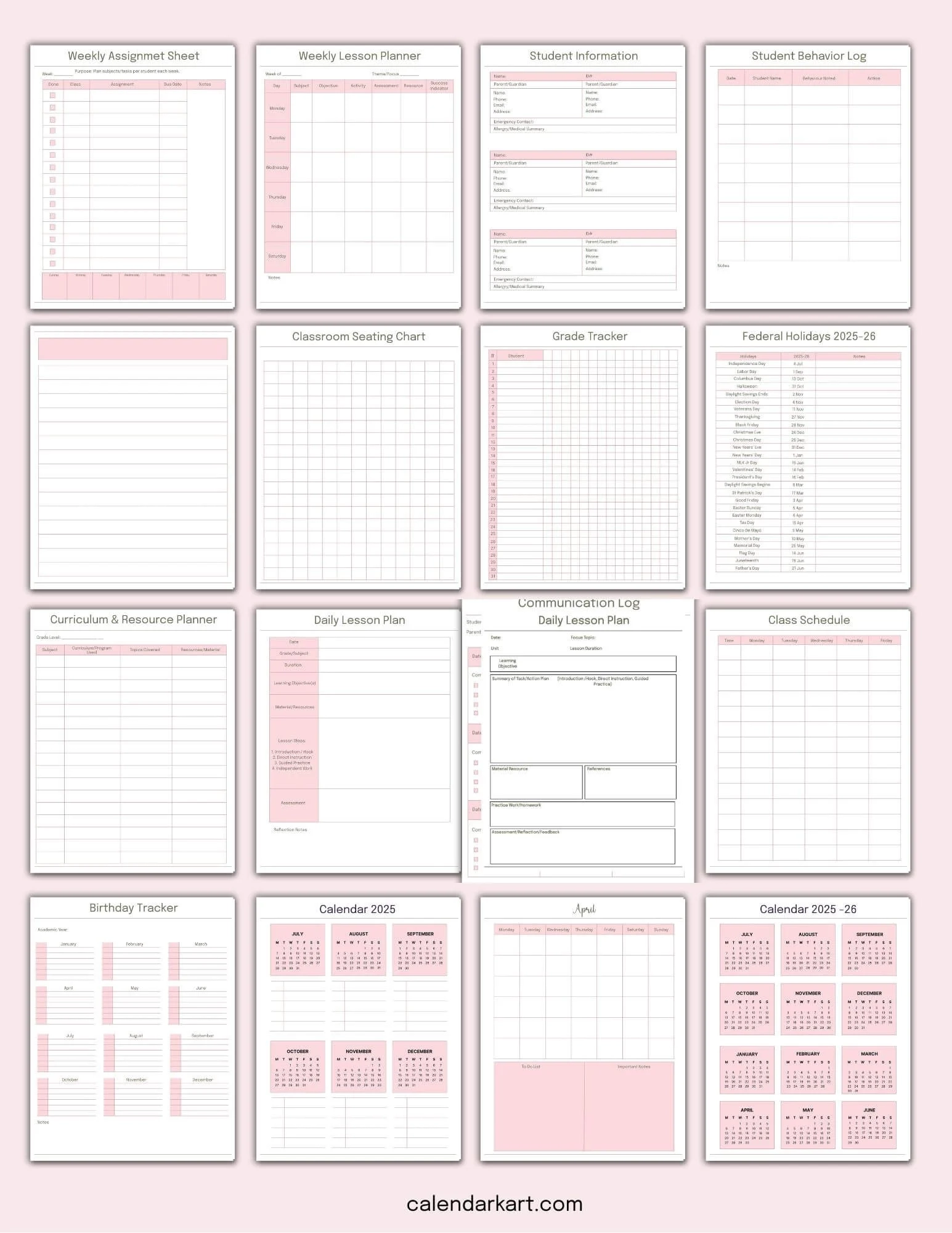 Teacher Planner Template 2025 2026 Free PDF CalendarKart