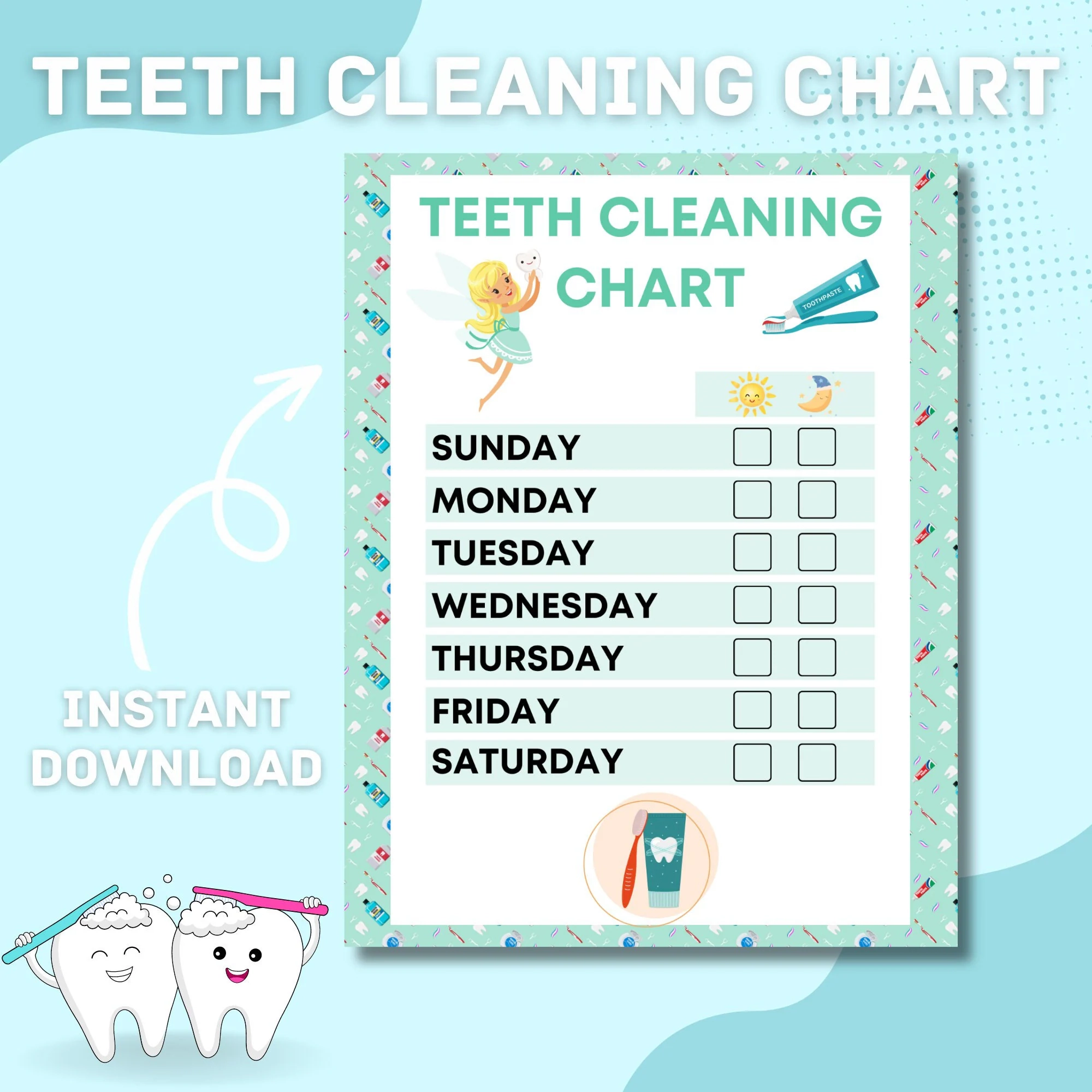Teeth Cleaning Chart Etsy