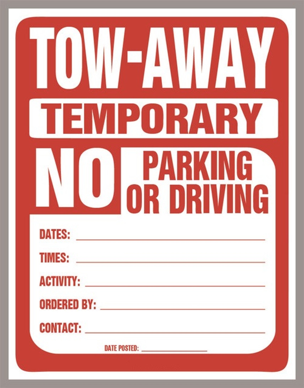 Temporary No Parking Sign PDF Download Cheap Dealer Supplies