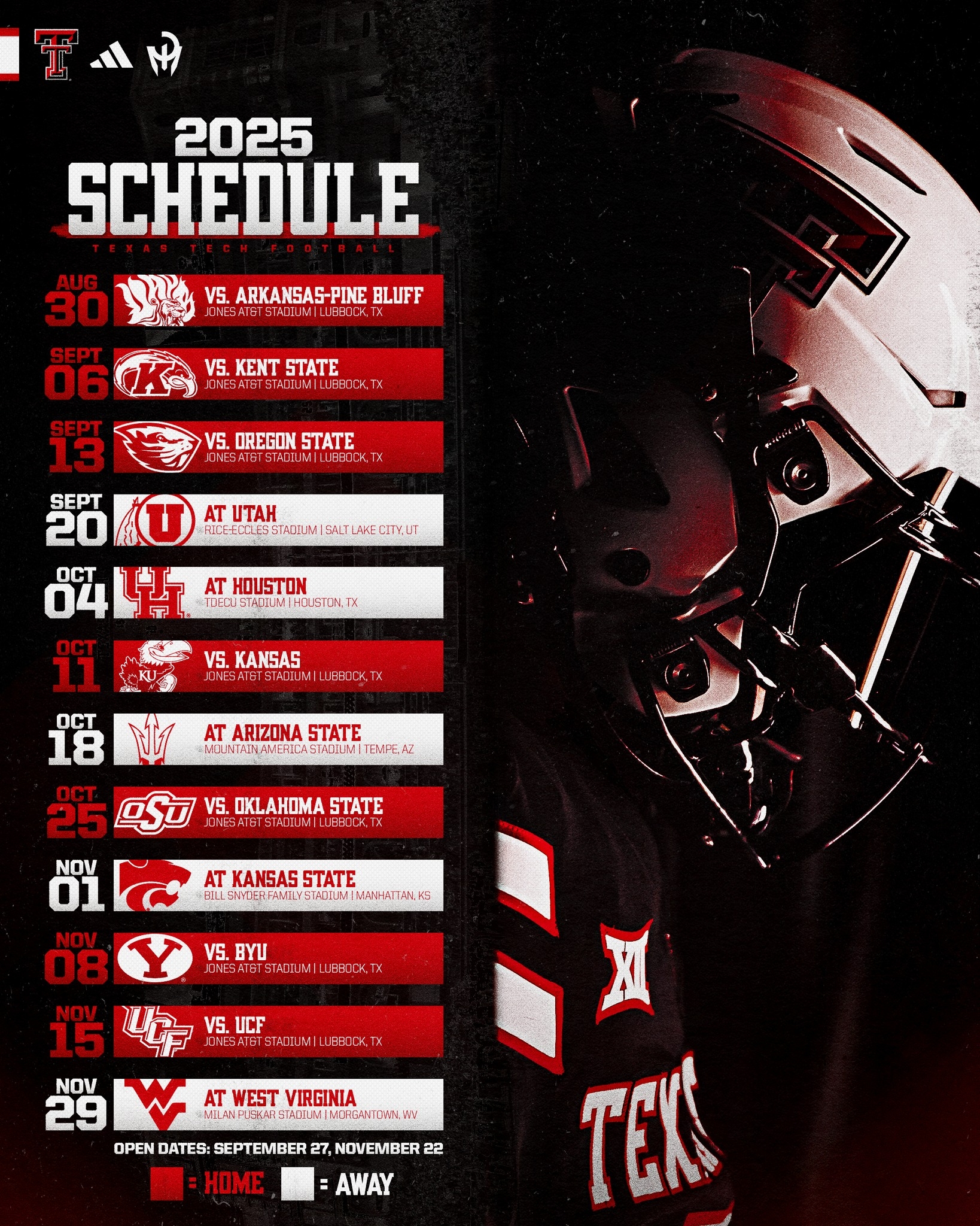 Texas Tech Football Releases Full 2025 Schedule Texas Tech Football Releases Full 2025 Schedule