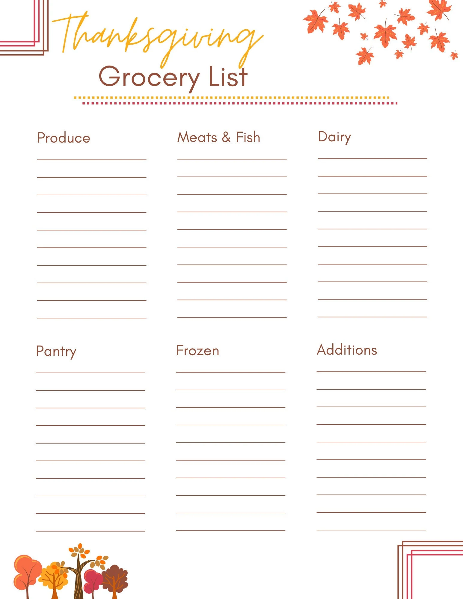 Thanksgiving Meal Grocery List Cooking Game Plan Menu Download And Print Etsy