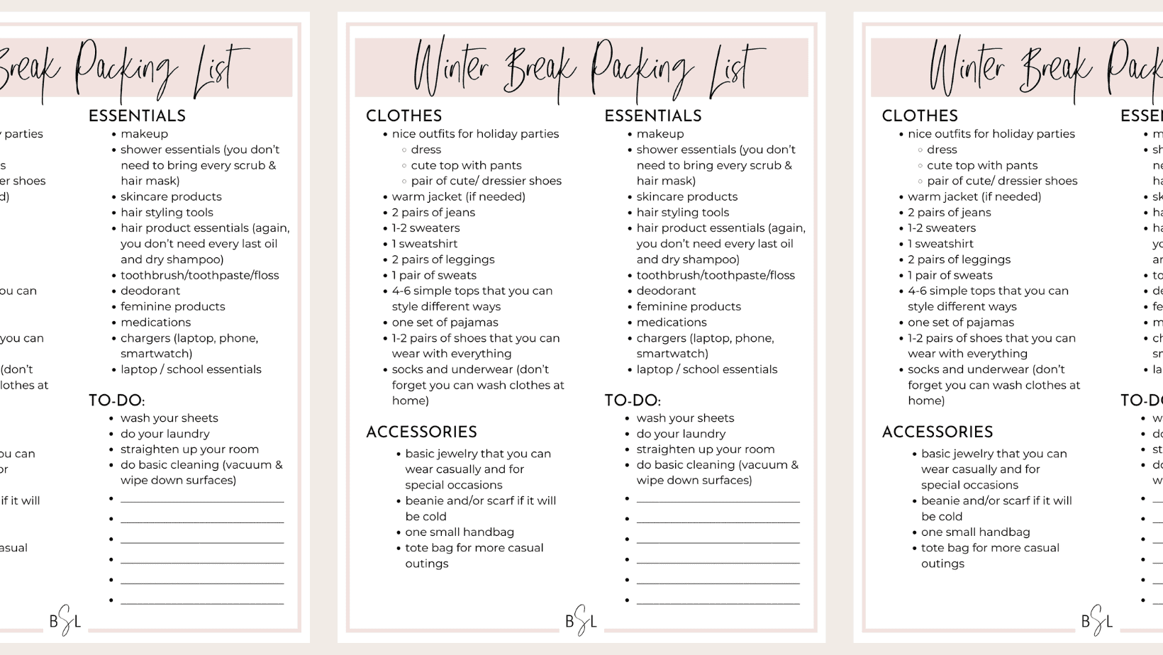 Printable Winter Packing List Printable Winter Packing List