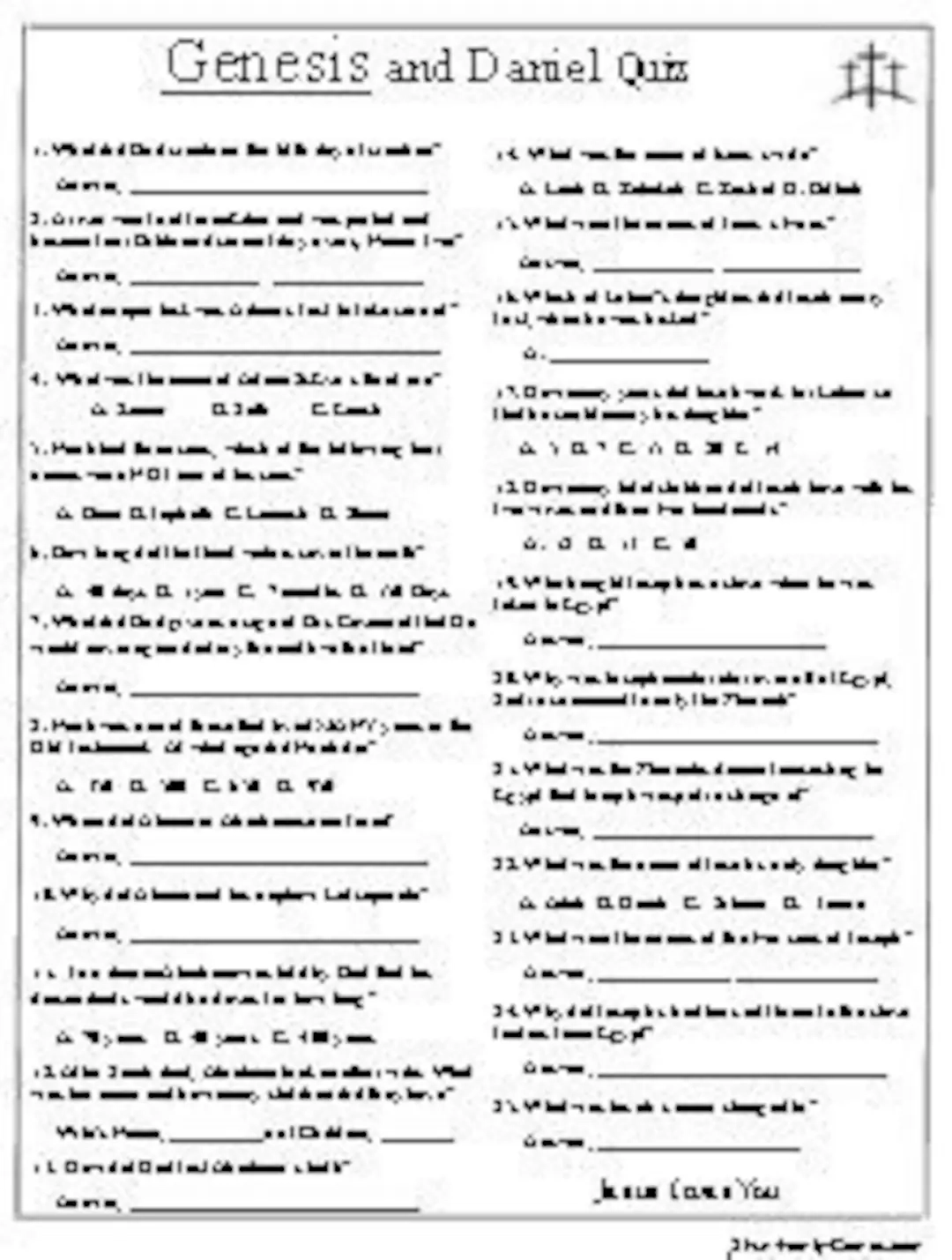 Printable Genesis Quiz Or Puzzles