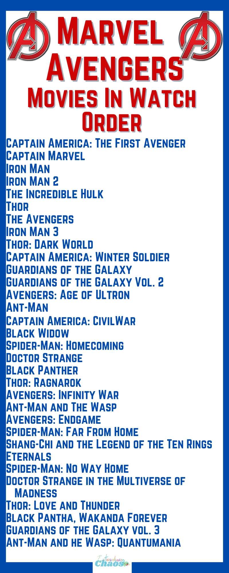 Marvel Movies Printable List Marvel Movies Printable List