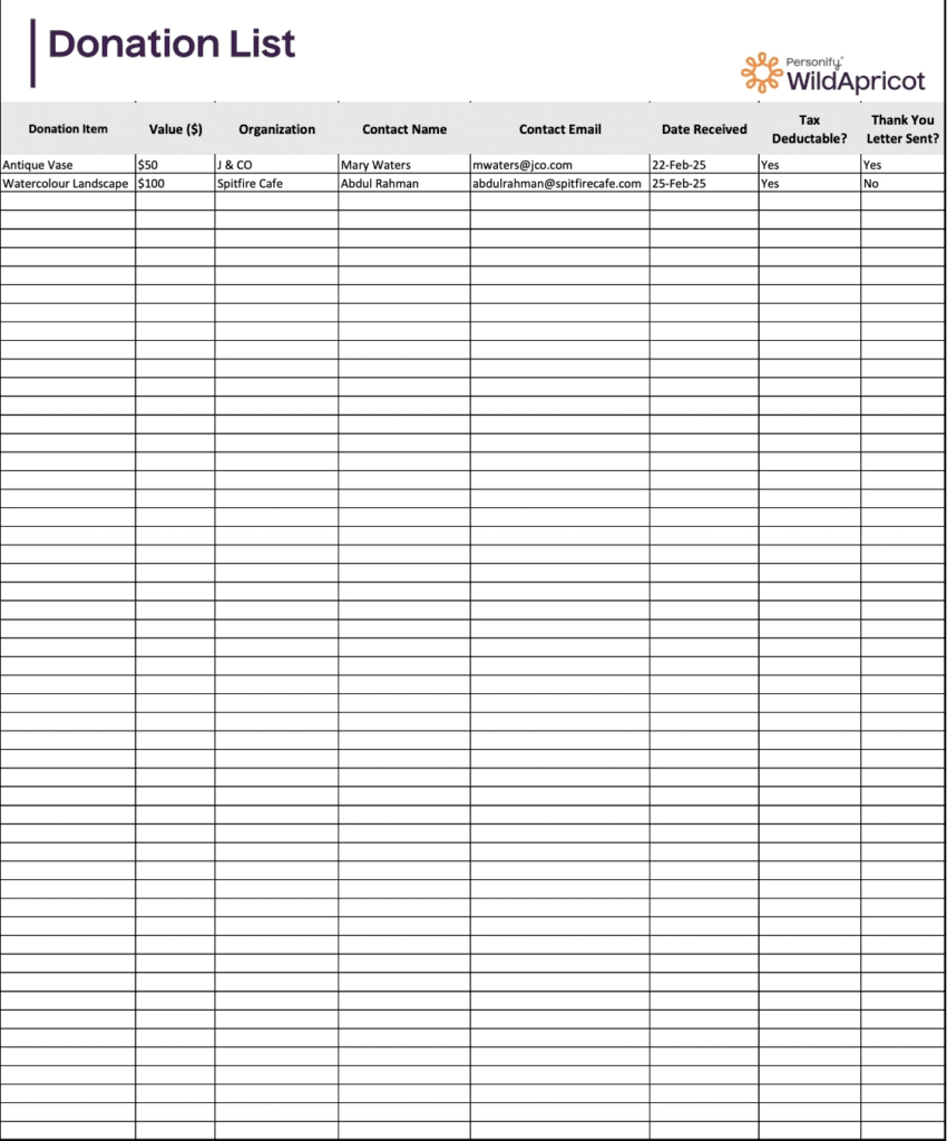 The Donation List Template Your Organization Needs To Stay On Track