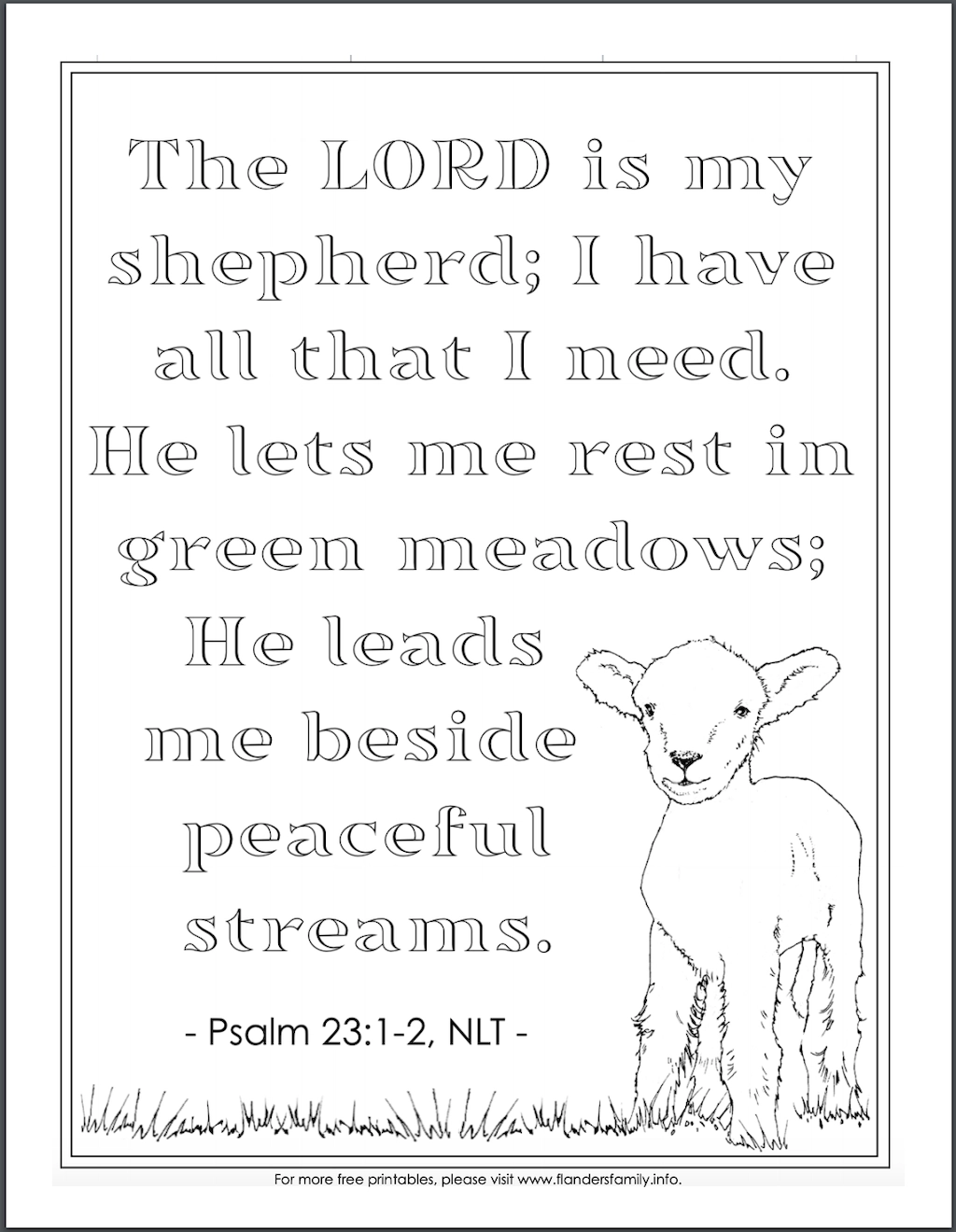 The Lord Is My Shepherd Coloring Page Flanders Family Home Life