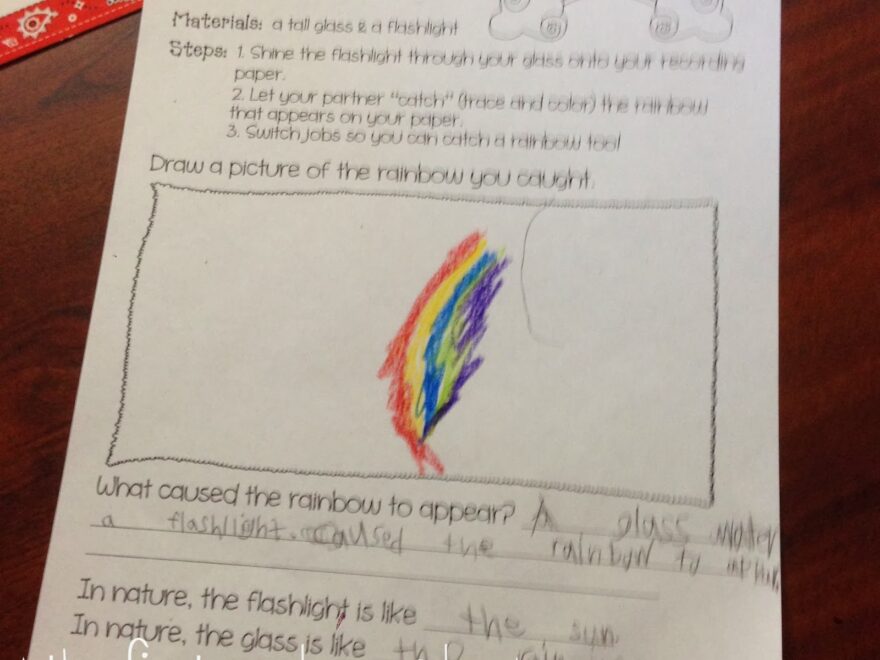 The Popular Catch A Rainbow Science Experiment Writing Lessons The First Grade Roundup