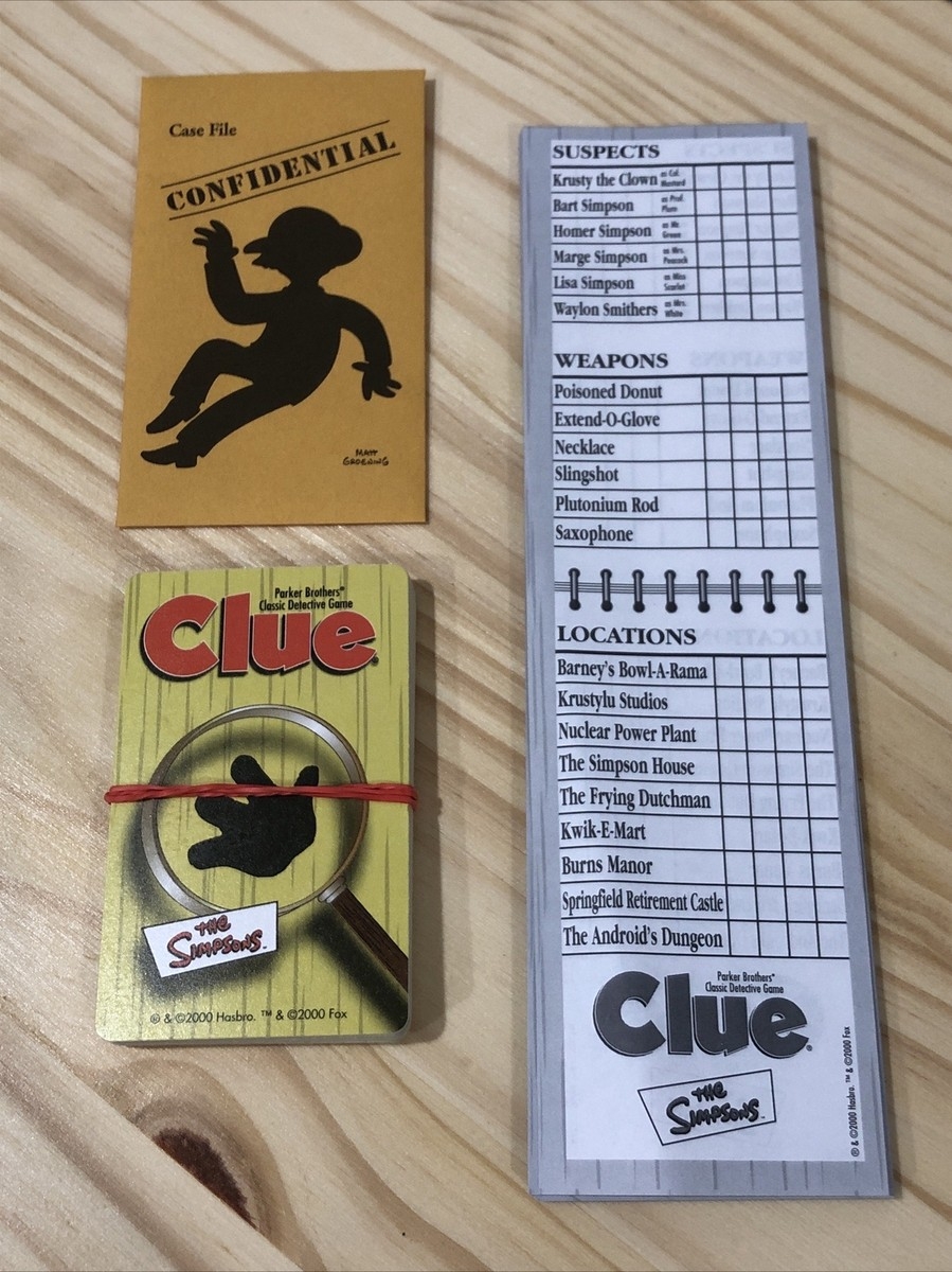 Clue Sheets Printable Simpson