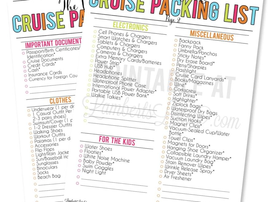 The Ultimate Cruise Packing Checklist Free Printable PDFs Lamberts Lately