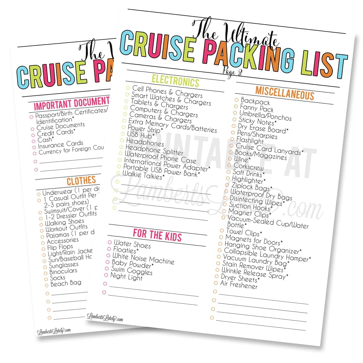 The Ultimate Cruise Packing Checklist Free Printable PDFs Lamberts Lately