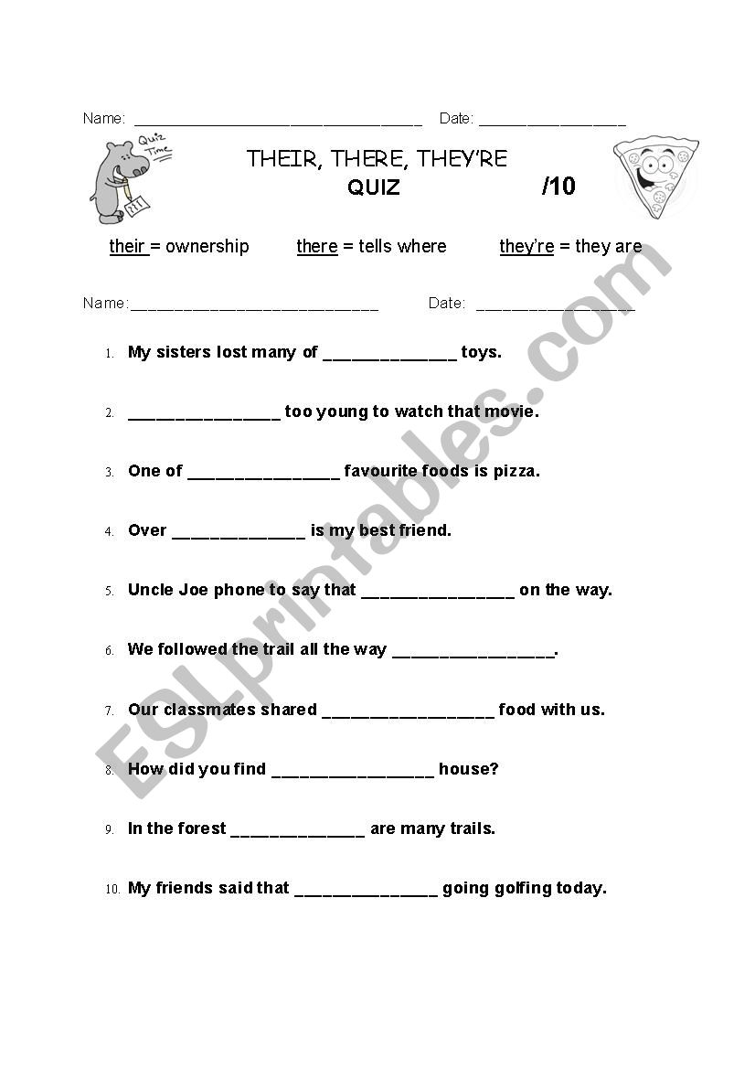 Their There They re Quiz ESL Worksheet By Laurieann