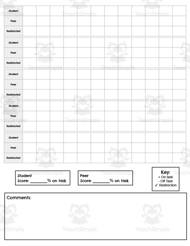 Printable Time-On-Task Observation Chart Printable Time-On-Task Observation Chart