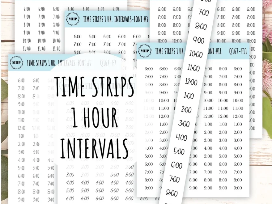 Time Strips For Planners 1 Hour Intervals Planner Stickers Q167 My Happy Place Stickers