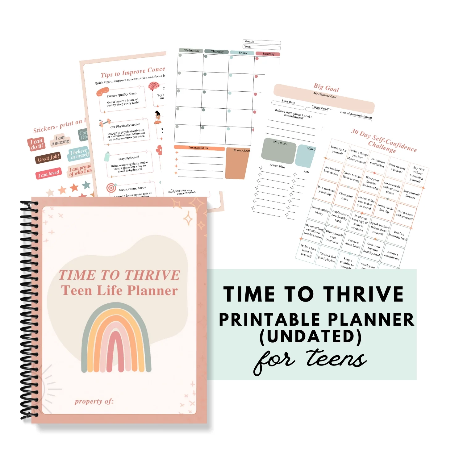 Time To Thrive Printable Planner For Teens Undated Time To Thrive Printable Planner For Teens Undated