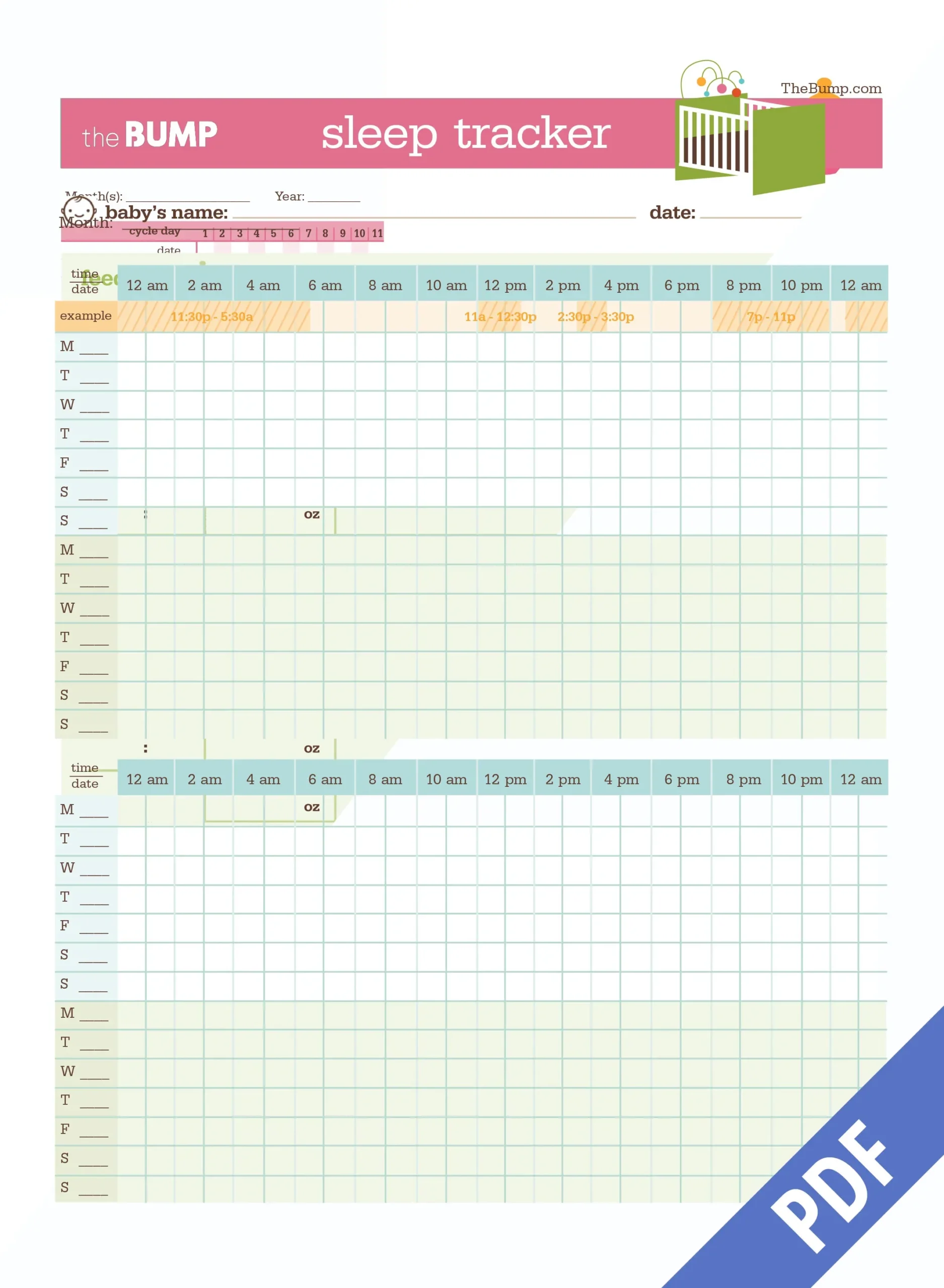Printable Ferber Sleep Chart