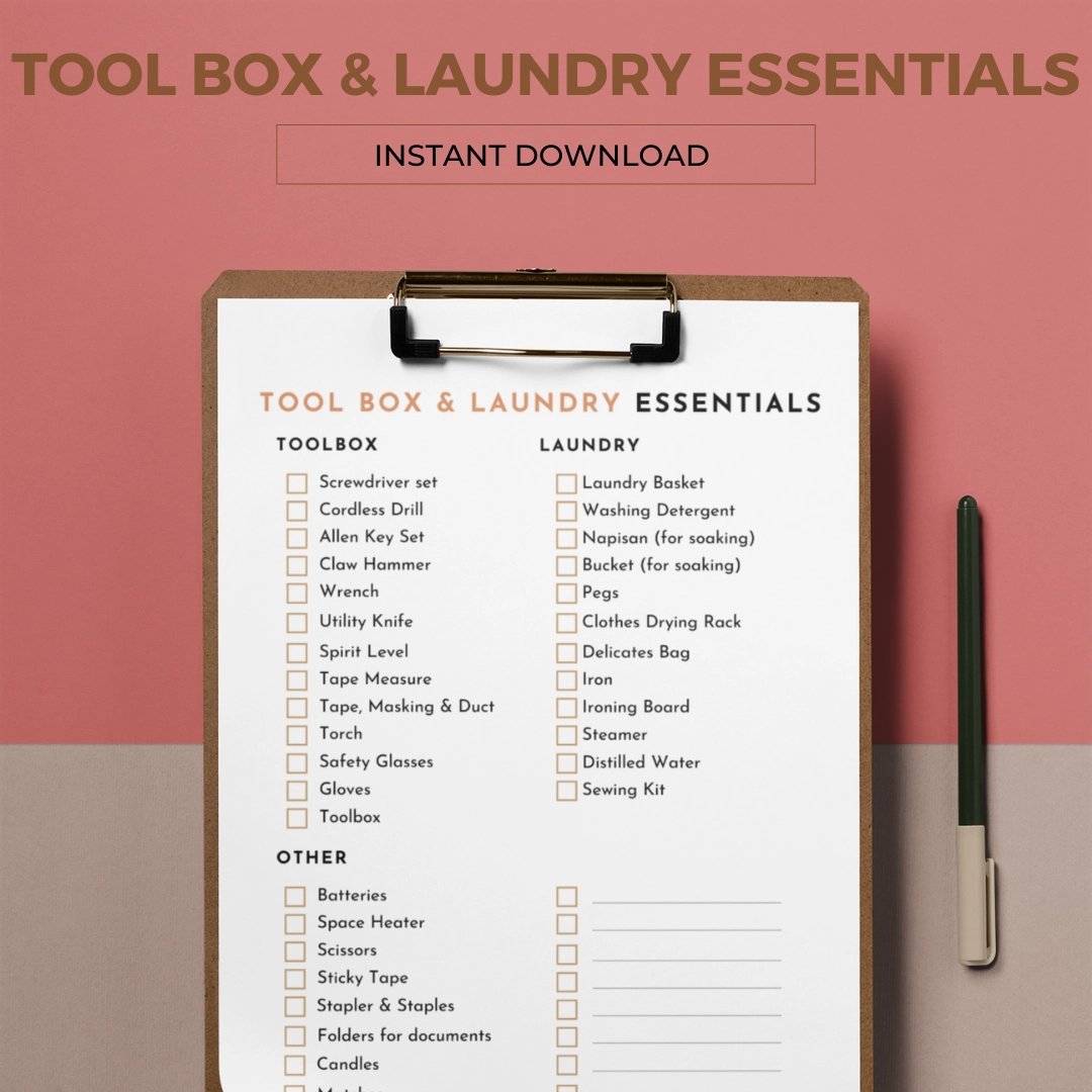 Toolbox And Laundry Essentials Checklist LEAVING HOME