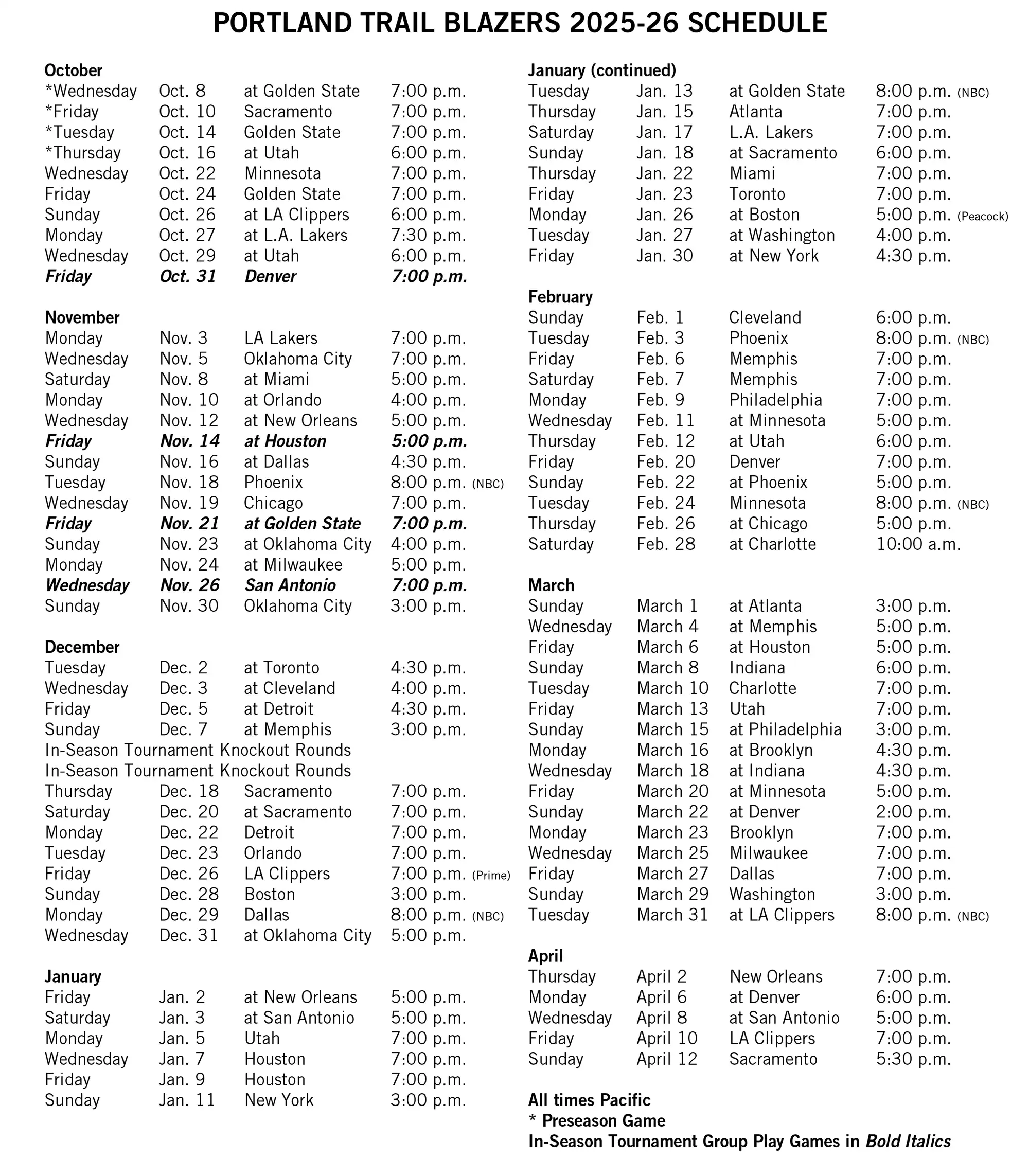 Trail Blazers Announce 2025 26 Regular Season Schedule Portland Trail Blazers Trail Blazers Announce 2025 26 Regular Season Schedule Portland Trail Blazers