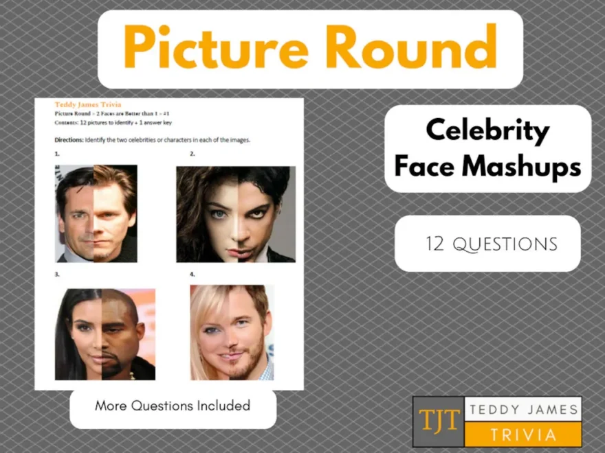 Trivia Questions Picture Round Celebrity Face Mashup 1 Etsy