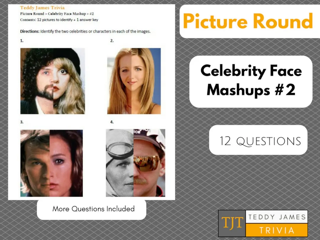 Trivia Questions Picture Round Celebrity Face Mashup 2 Etsy Israel