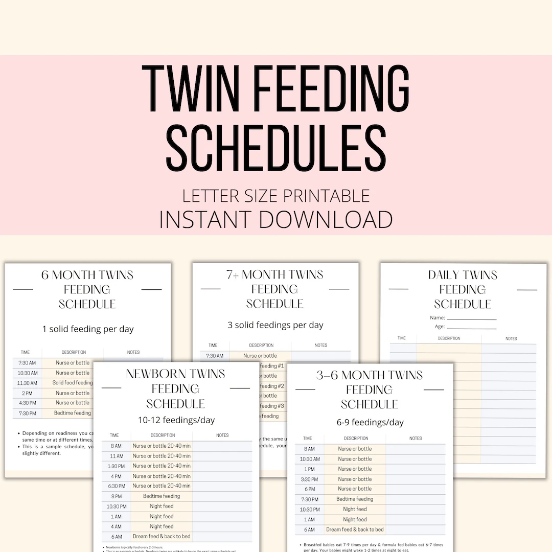 Twin Feeding Schedules Printable Twin Baby Feeding Charts Planner PDF Newborn Twins Feeding Twin Mom Tracker Breastfeeding Twins Etsy