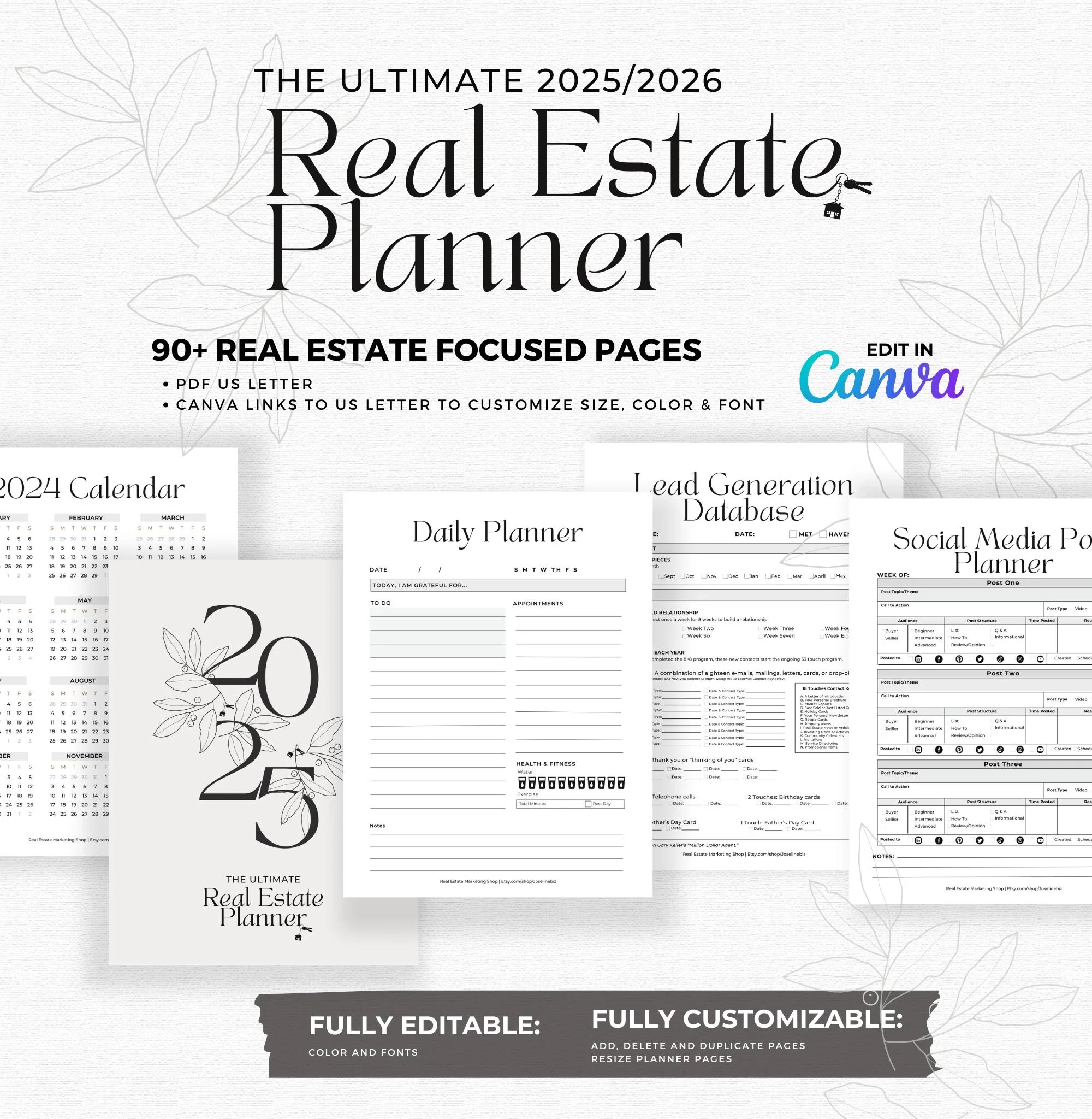 Ultimate 2025 2026 Real Estate Business Planner Digital Download Customize In Canva Branding Marketing Social Media Chatgpt Etsy