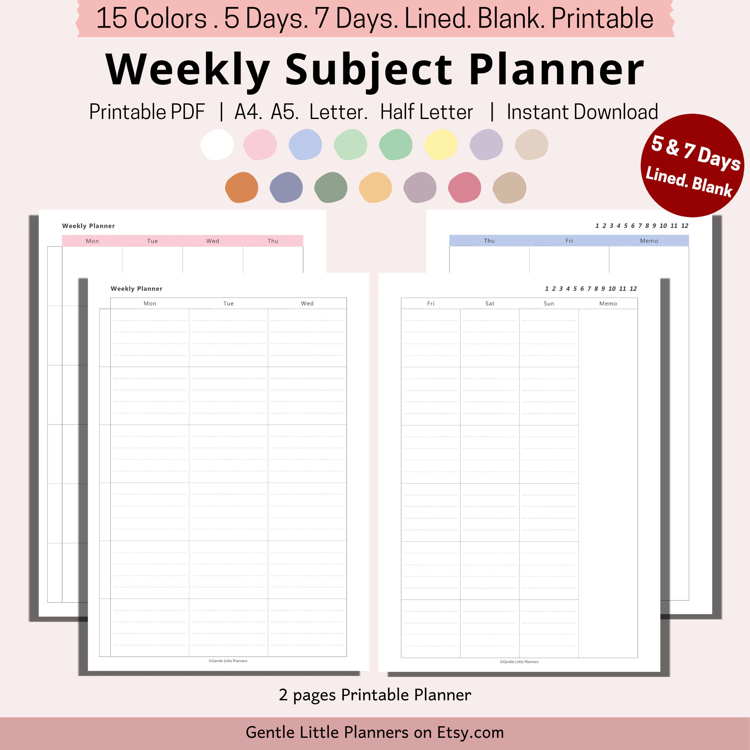 Printable 6 Subject Planner